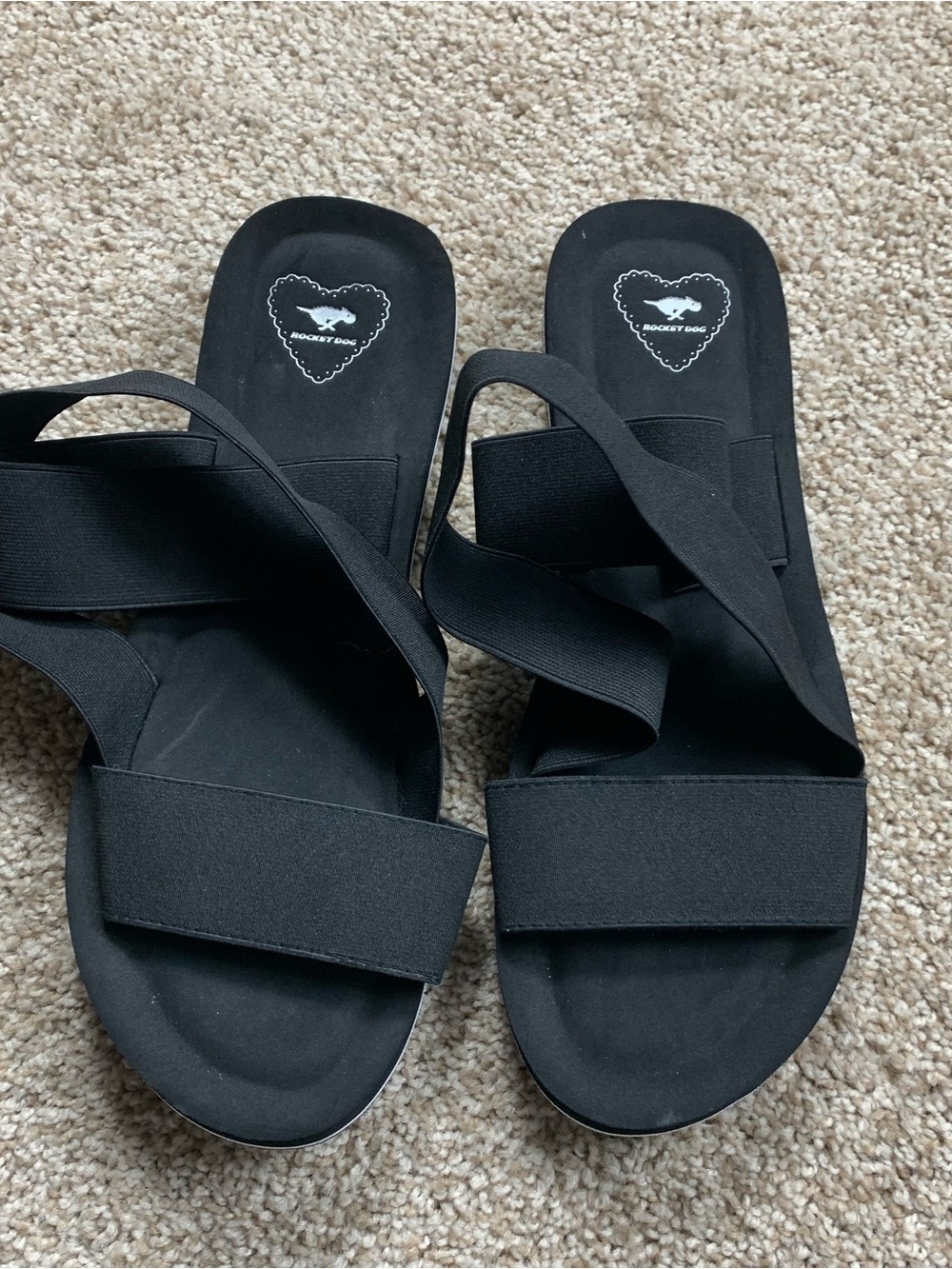 Rocket Dog Women’s Black Platform Sandals Elastic Strap Comfort Slides Size 9